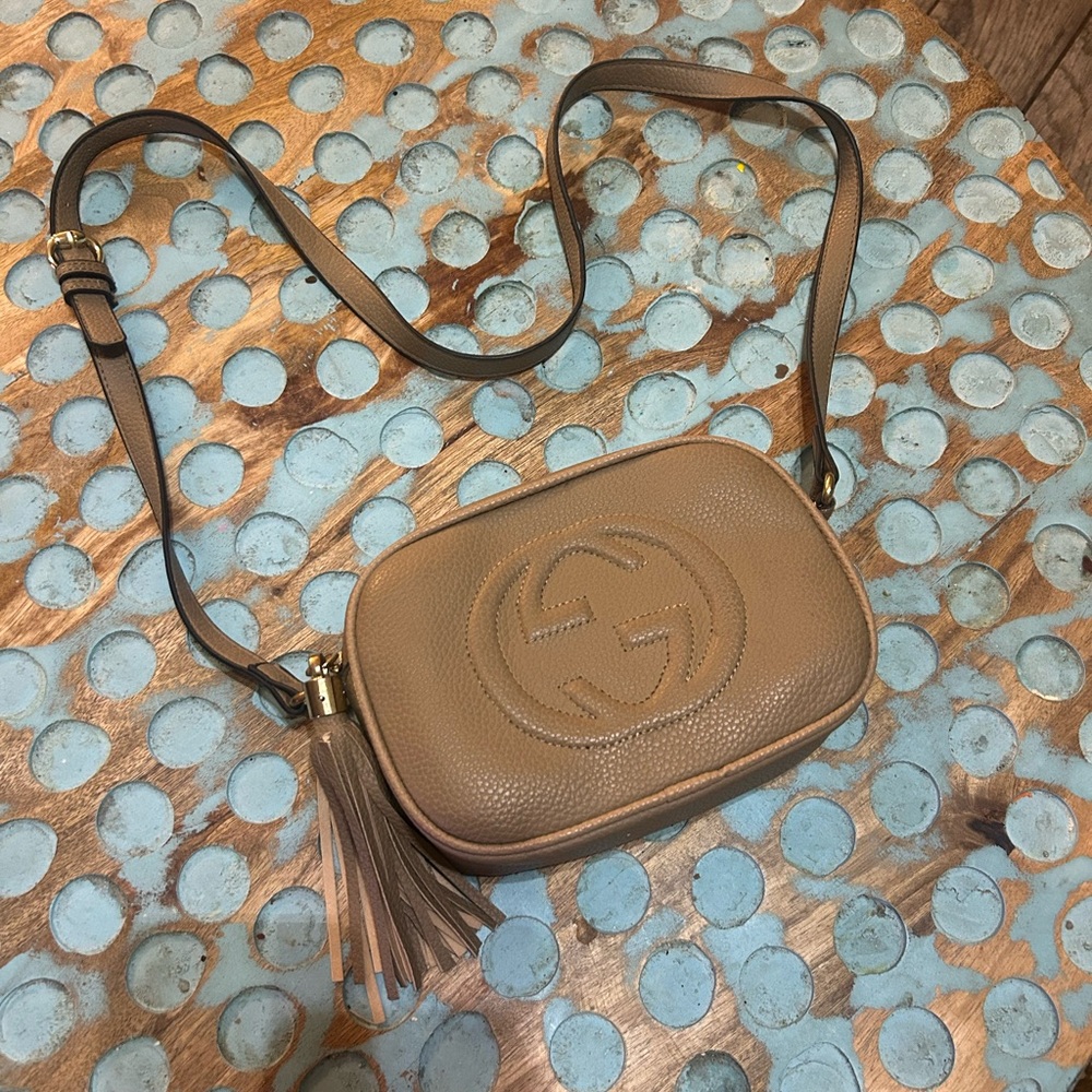 Gucci Tan Leather Crossbody Bag with Tassel